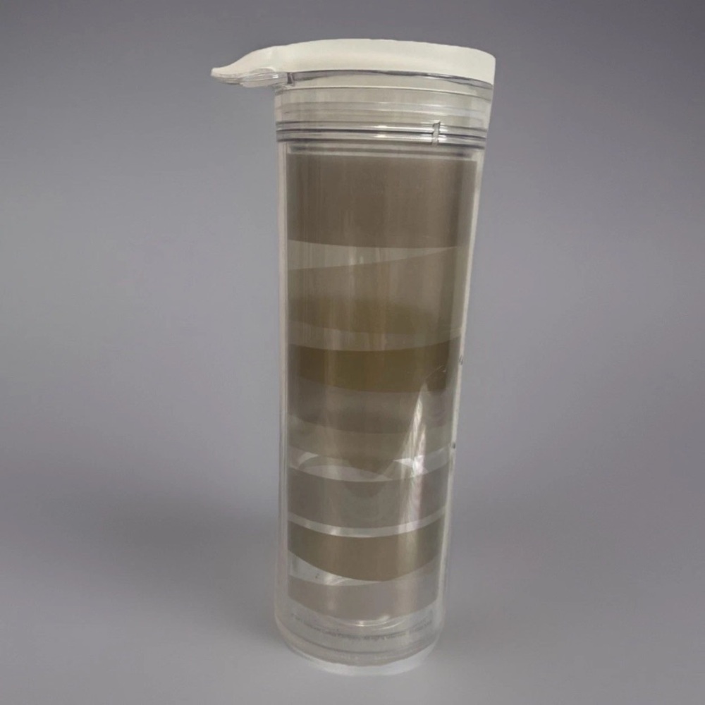 Starbucks Tumbler 2011 Coffee Cup Perfect Tea Mug Travel 12oz Clear Gold Drink
